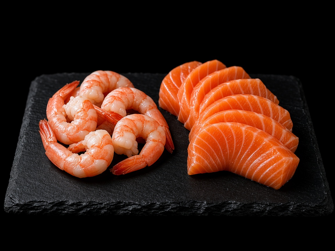 Cambio de proteína: camarón o salmón